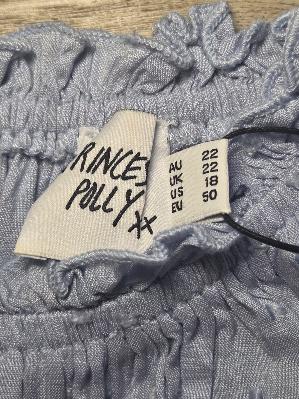 Princess Polly Light Blue Off-Shoulder Smocked Romper - Picture 6 of 10